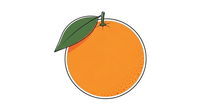 vector orange icon with green leaf isolated on white