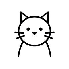 Simple cartoon cat face on white background, black © Pike Studio