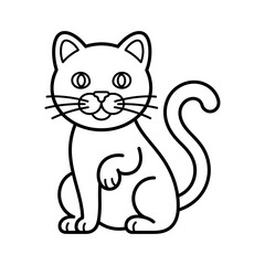 Simple line of a sitting black and white cat kitten © Pike Studio