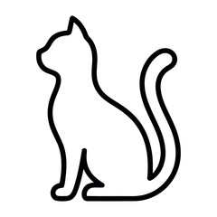 Sitting cat silhouette, profile view, outline feline © Pike Studio