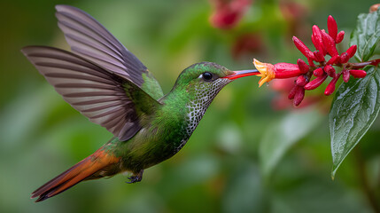 Obraz premium hummingbird feeding on a flower