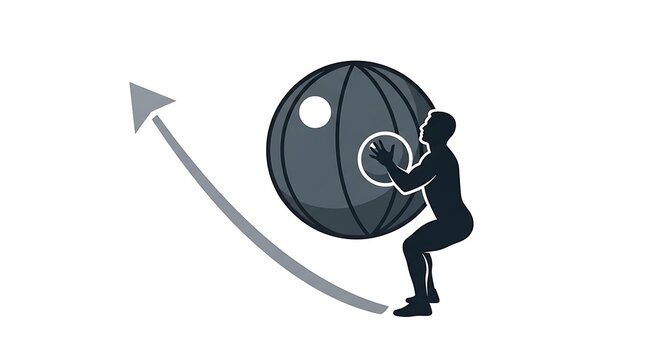 Strong Person Moving Large Heavy Weight for Strength and Power Concept