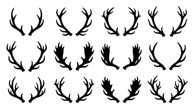 Antler silhouette deer elk moose and stag for hunting trophy