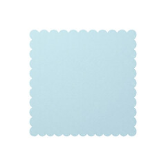Light blue scalloped edge paper top view isolated. Card mockup template. © PNG Lab