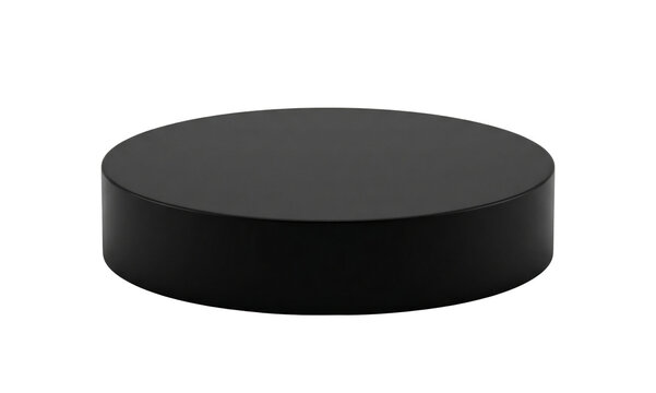 Black round podium isolated. Product display mockup.