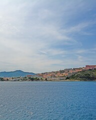 Fototapeta premium Portoferraio town from sea in elba island