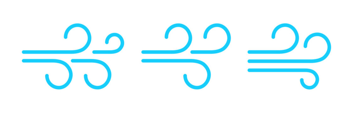 Wind blow line icon fresh vector cloud air isolated speed symbol. Wind blow air line icon logo.