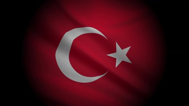 4 K UHD TURKEY FLAG WAWE FORNT AND VIGNETTE