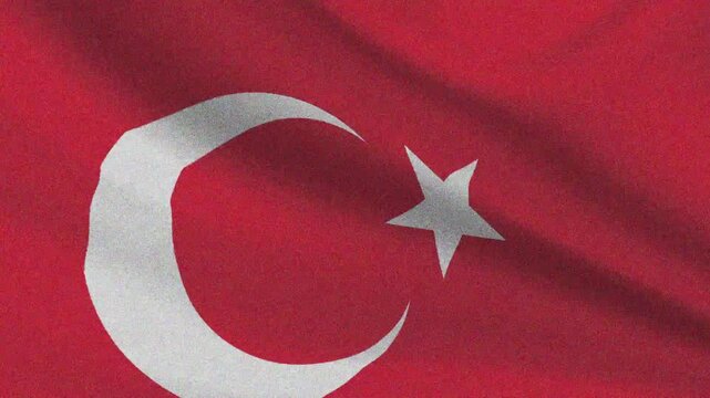 4 K UHD TURKEY FLAG WAWE WHITE AND BACK NOISE