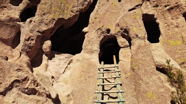 Ancient settlements remainings at Bandelier National Monument in New Mexico