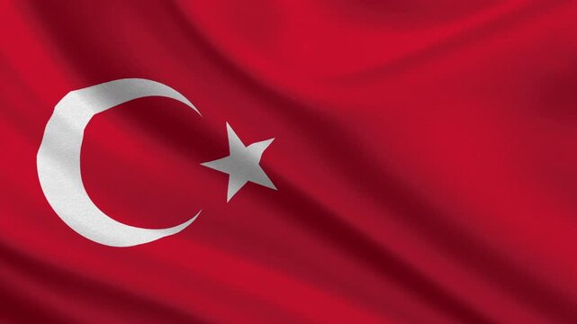 4 K UHD TURKEY FLAG WAWE WHITE AND FRONT