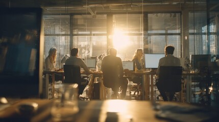 Fototapeta premium office professionals dynamic teamwork with natural light