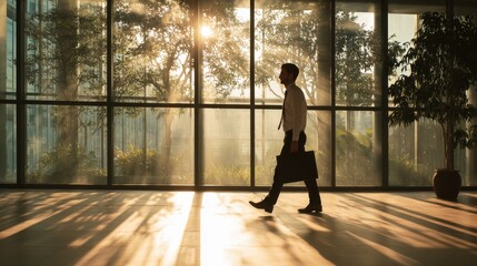 Fototapeta premium corporate man career advancement with natural light