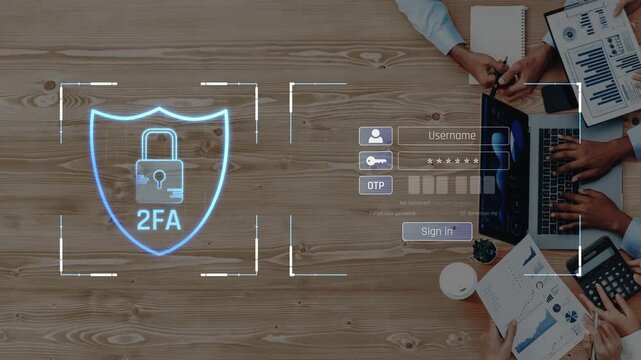 An engaging workspace illustrates the importance of digital security through two-factor authentication, highlighting technology role in protecting sensitive information. Raster