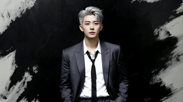 韓流スター風のハンサムなアジア人男性のポートレート