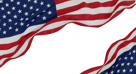 Fototapeta premium Patriotic american flag waving celebrating flag day and us national pride isolated on transparent background