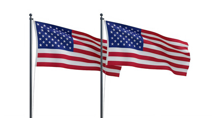 Obraz premium Celebrating flag day two american flags waving proudly patriotic symbolism