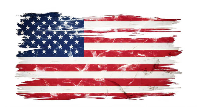 Distressed american flag for flag day patriotic symbolism isolated on transparent background