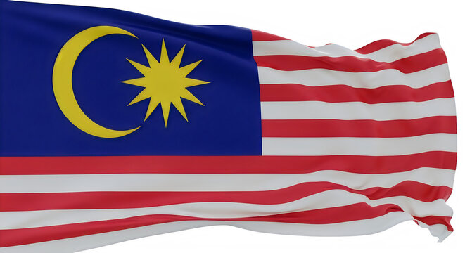 Malaysia flag waving celebrating national pride and independence isolated on transparent background