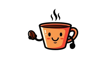 Fototapeta premium A hot cup of espresso with rising steam and a rich aroma in a brown cafe vector illustration design