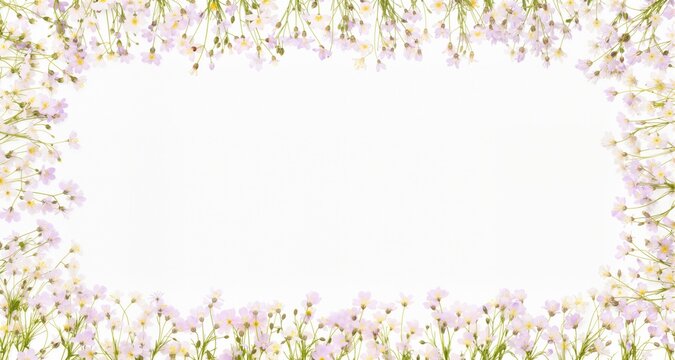 dainty wildflowers as a frame border, isolated with copyspace
