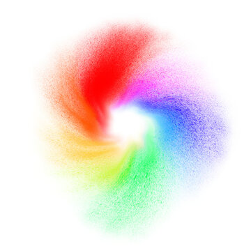 Abstract Circular Burst of Vibrant Pigment Powder and Dust