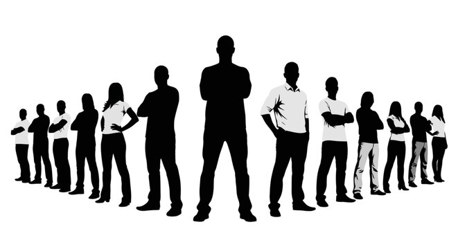 Diverse Group Silhouette People Standing Together Confident Team Corporate Business