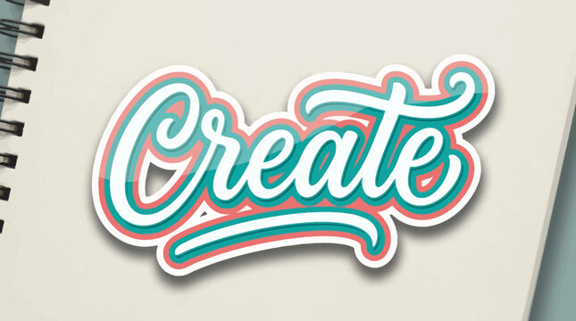 Modern sticker typography style with smooth script font, layered outline border and subtle shadow, editable text effect