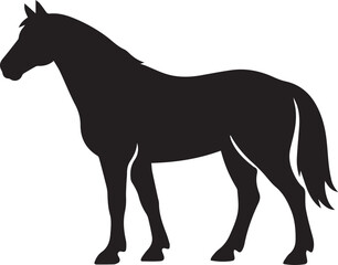 Obraz premium graceful black and white horse silhouette isolated on white background vector illustration