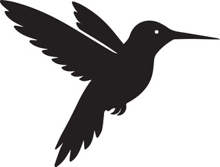 Obraz premium hummingbird in mid-flight silhouette flat design vector illustration isolated on white