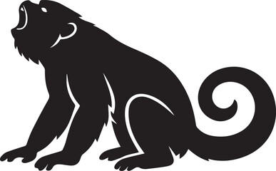 howler monkey silhouette jumping in mid-air vector illustration isolated on white background © Rijvi