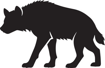 Fototapeta premium minimalist black and white hyena silhouette vector illustration isolated on white background