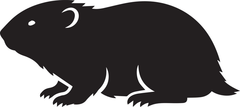 black lemming arctic rodent animal silhouette vector illustration