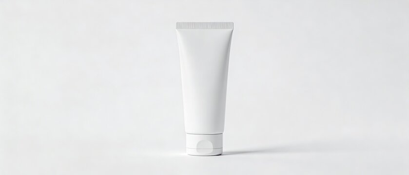 Mockup de tubo branco vazio para cosm&eacute;ticos isolado no fundo branco. Embalagem de creme, lo&ccedil;&atilde;o ou gel com espa&ccedil;o para design e marca

