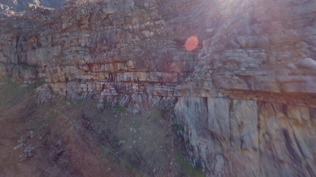 Cinematic FPV Drone Mountain Dive in Jonkershoek Nature Reserve, Aerial High Speed Descent Over Stellenbosch Mountains South Africa