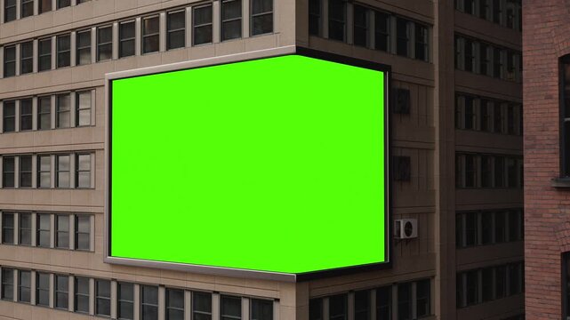 Digital Advertising Billboard Mockup in City Business District