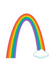 Naklejka premium A colorful rainbow arches across the sky, accompanied by a fluffy cloud. The vibrant spectrum of colors creates a sense of wonder and optimism