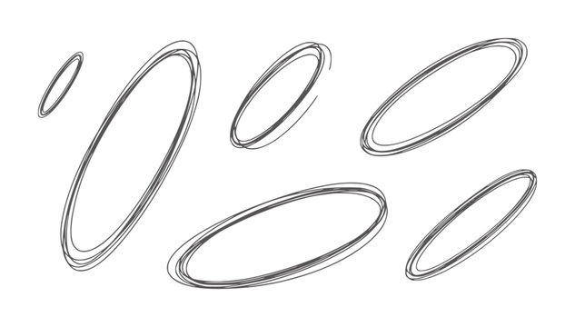 Hand Drawn Oval Shapes Scribbled Dark Gray White handdrawn