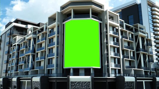 Digital Chroma Key Advertising Poster on Premium Corporate Facade
