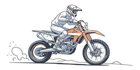 Obraz premium Motorcyclist Riding Dirt Bike Fast.