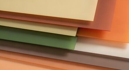 Fototapeta premium Abstract background of stacked translucent colored sheets in warm earthy tones