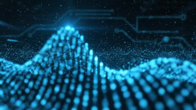 Abstract digital sound wave visualization audio waveform music pulse.