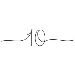 Obraz premium simple continuous line drawing of the number ten with flowing lines