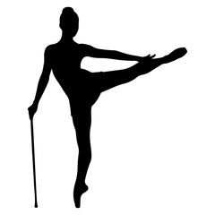 Silhouette of a Dancer with a Cane Performing a Ballet Pose. © Heru