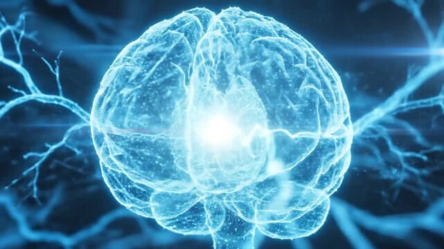Brain activity and neural connections in a digital illustration.