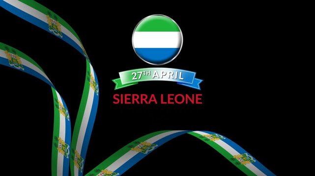 Sierra Leone National Day Flag Ribbon Overlay Animation Isolated on Transparent Background