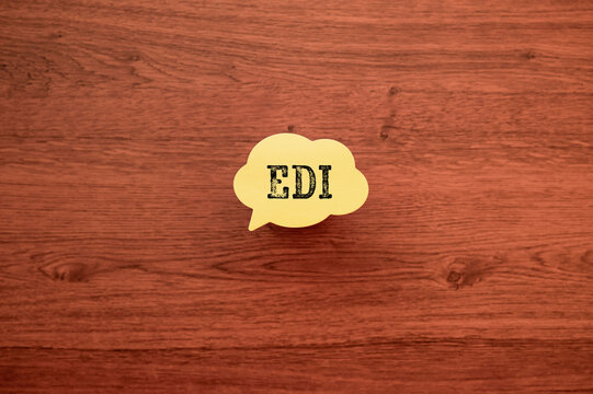 Eye-catching image of EDI text on speech bubble. The word stands for Electronic Data Interchange.