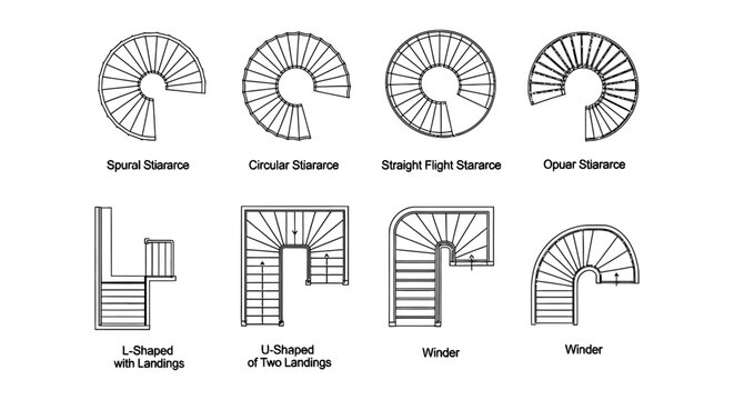 various types of staircases including spiral circular straight l-shaped u-shaped and winder designs