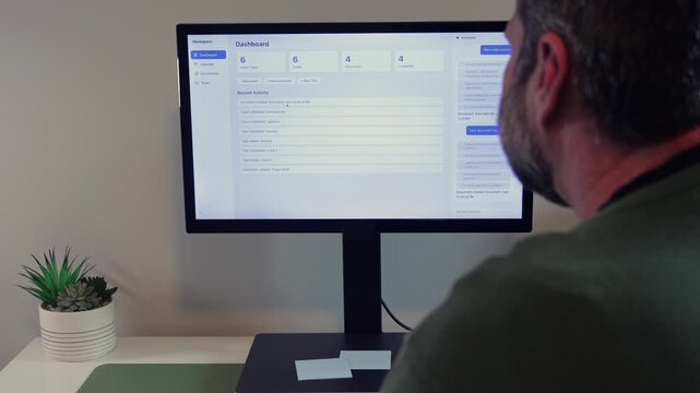 Middle Aged Businessman User Agentic AI Workflow to Help Optimize Work and Crush it in Daily Life - Agentic Artificial Intelligence Concept