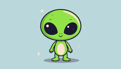 Naklejka premium Cute cartoon alien character with big eyes